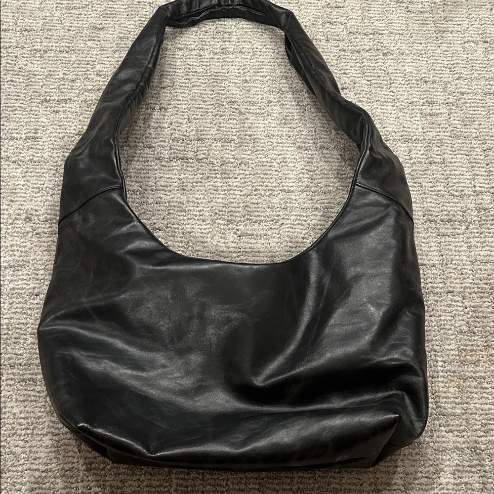 Art-e-ficial Elegant Black Faux Leather Hobo Bag